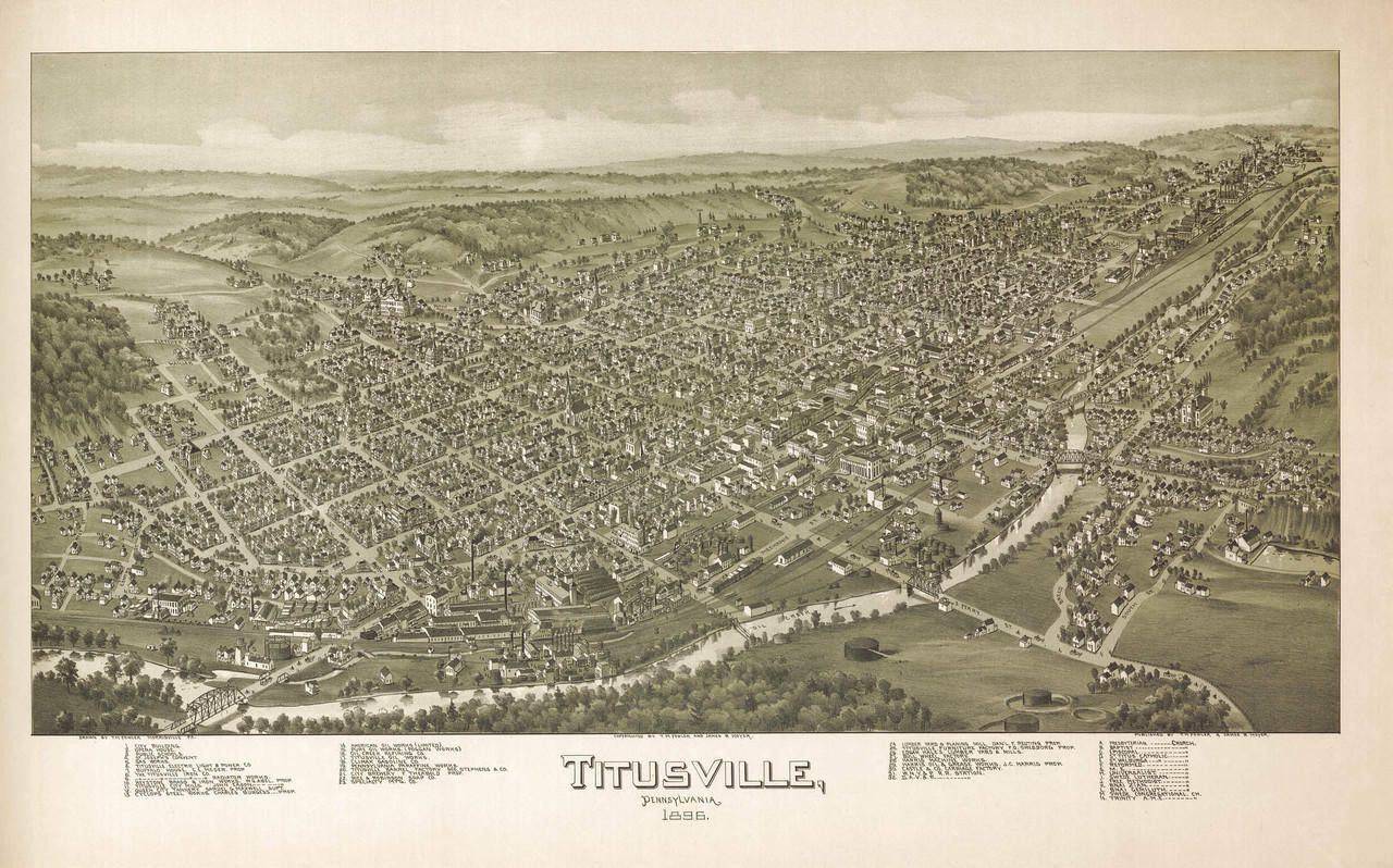 Titusville, PA Vintage Map Print (1896)| World Maps Online