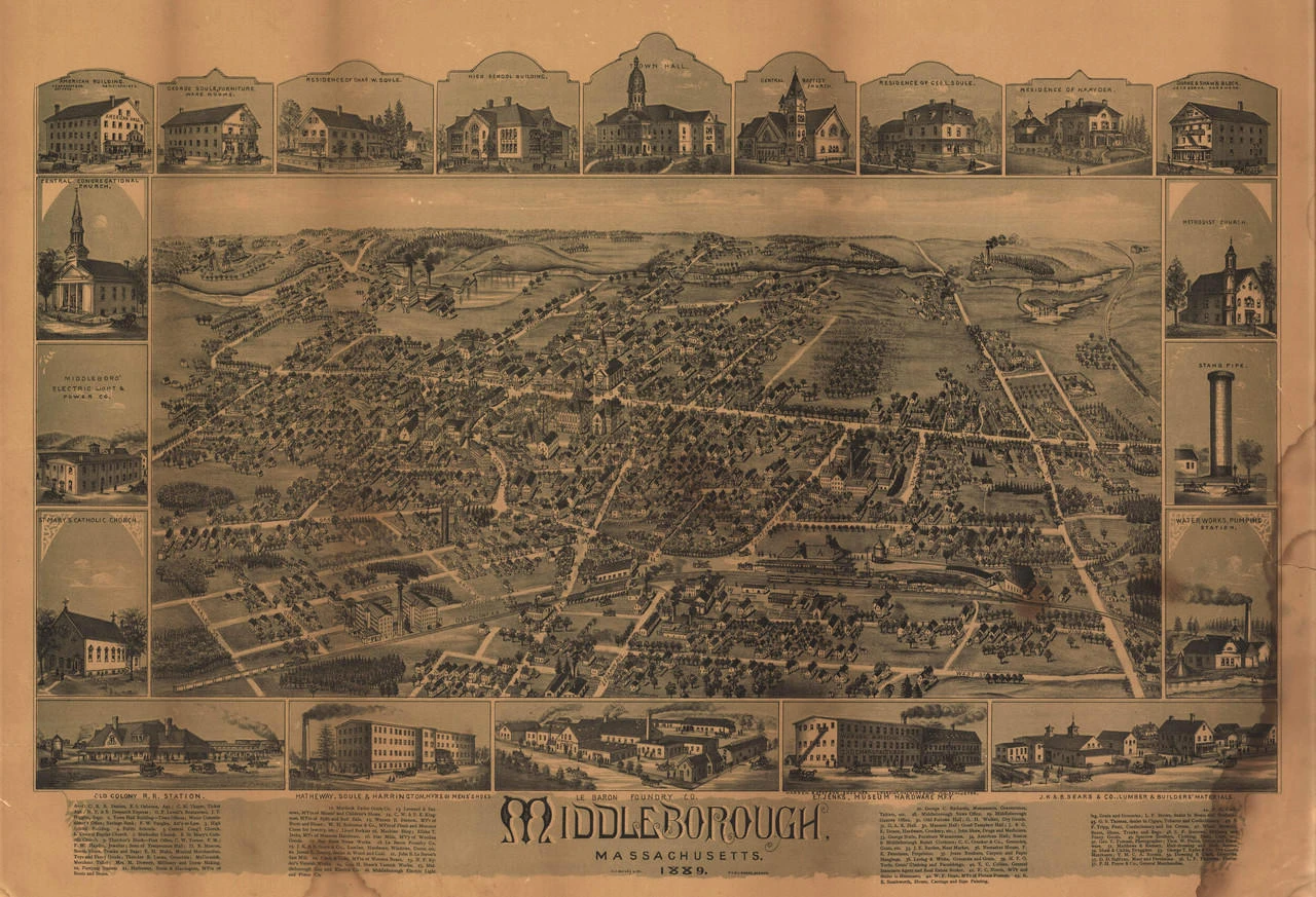 Historic Map - Middleborough, MA - 1889, image 1, World Maps Online
