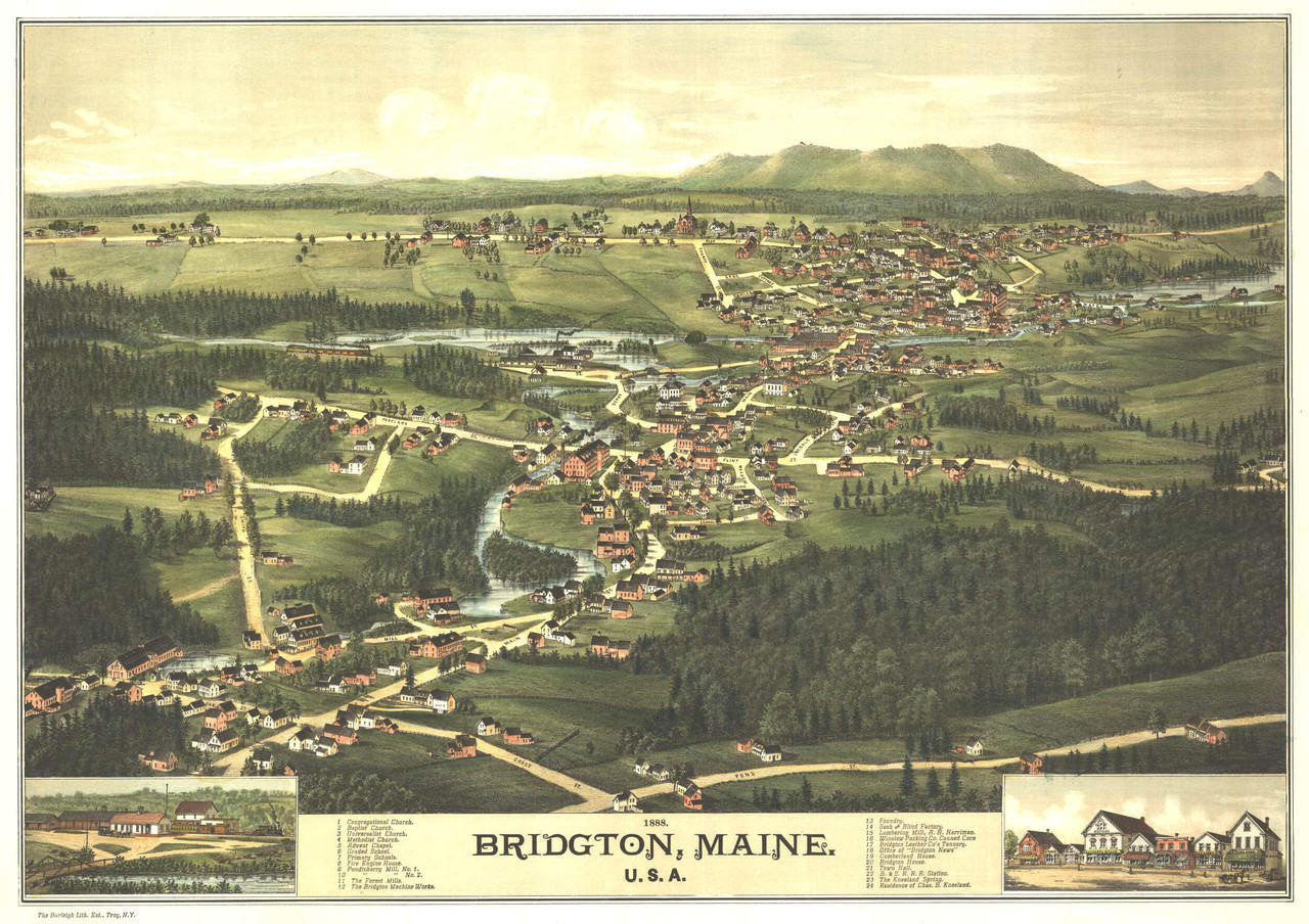 Historic Map - Bridgton, ME - 1888, image 1, World Maps Online