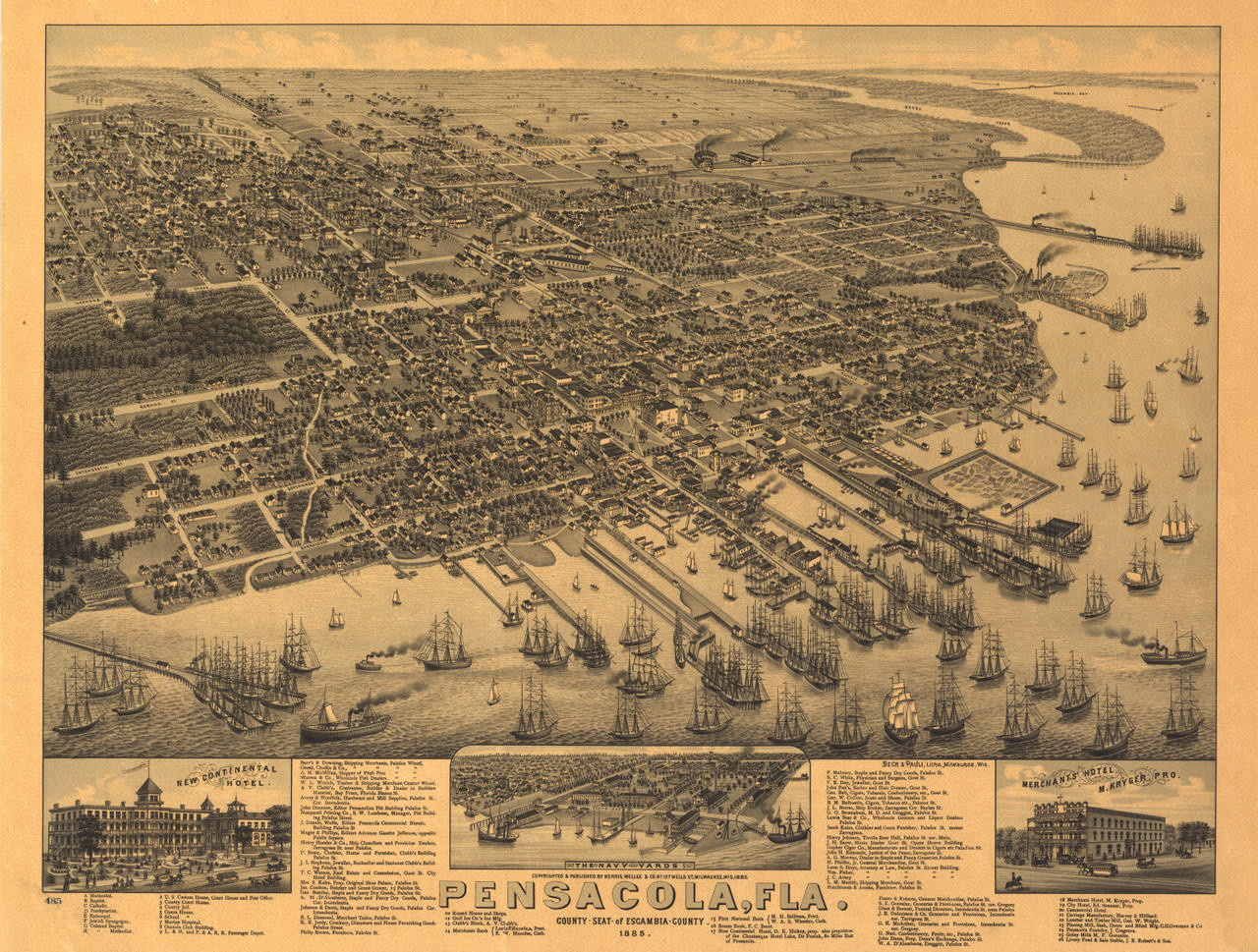Historic Map - Pensacola, FL - 1885, image 1, World Maps Online