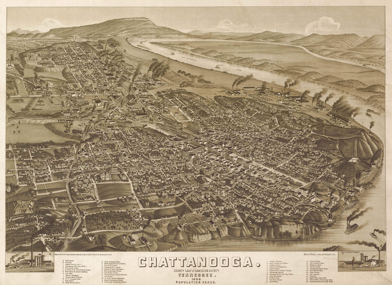 Historic Map - Chattanooga, TN - 1886, image 1, World Maps Online