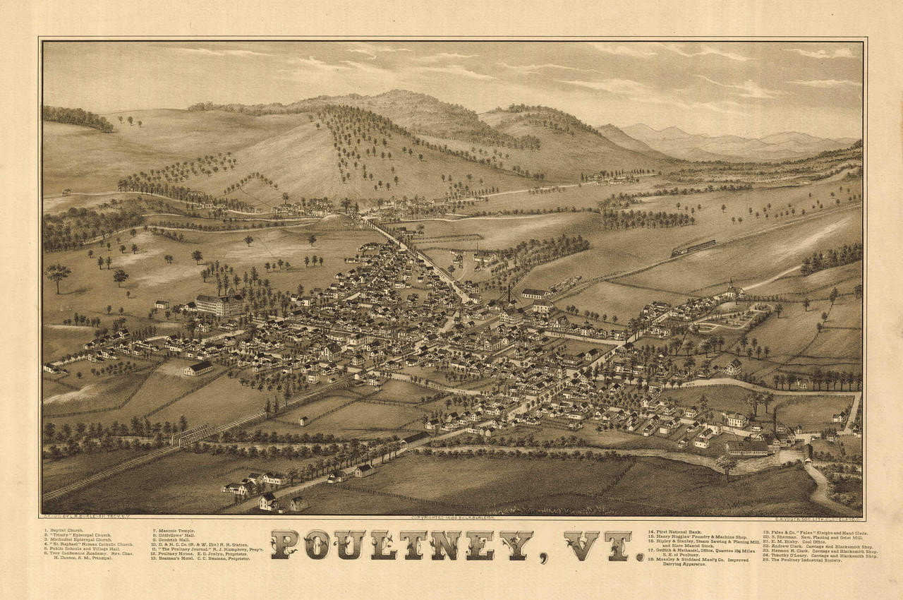 Historic Map - Poultney, Vermont - 1886, image 1, World Maps Online