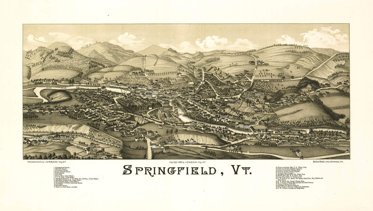 Historic Map - Springfield, Vermont - 1886, image 1, World Maps Online