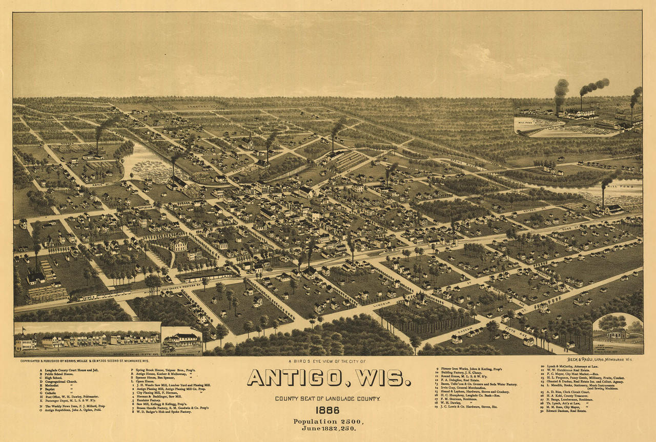 Historic Map - Antigo, WI - 1886, image 1, World Maps Online