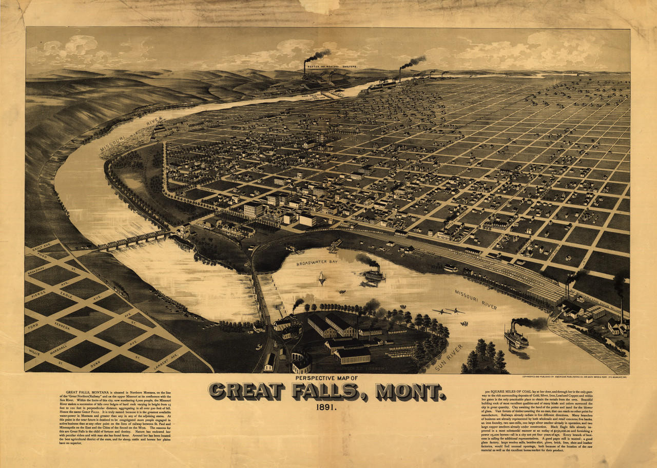 Historic Map - Great Falls, MT - 1891, image 1, World Maps Online
