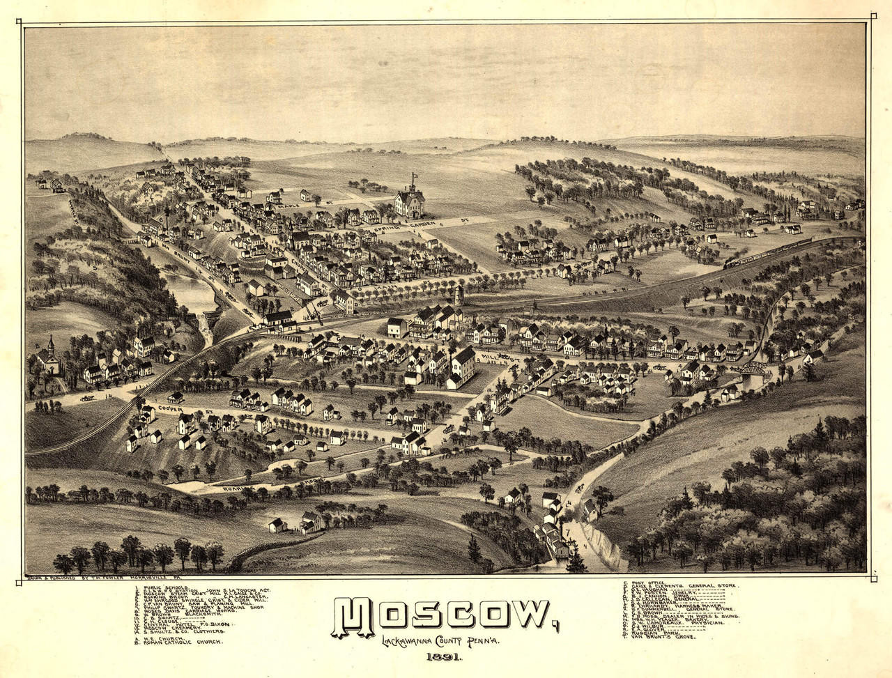 Moscow, PA Vintage Map Print (1891)| World Maps Online