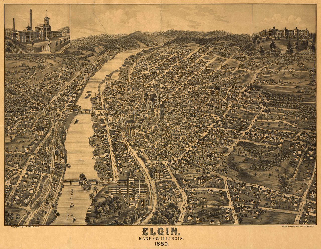Historic Map - Elgin, IL - 1880, image 1, World Maps Online