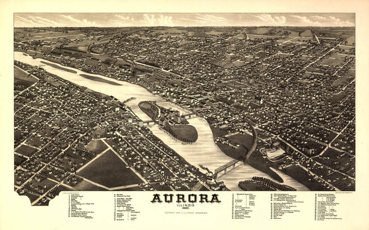 Historic Map - Aurora, IL - 1882, image 1, World Maps Online