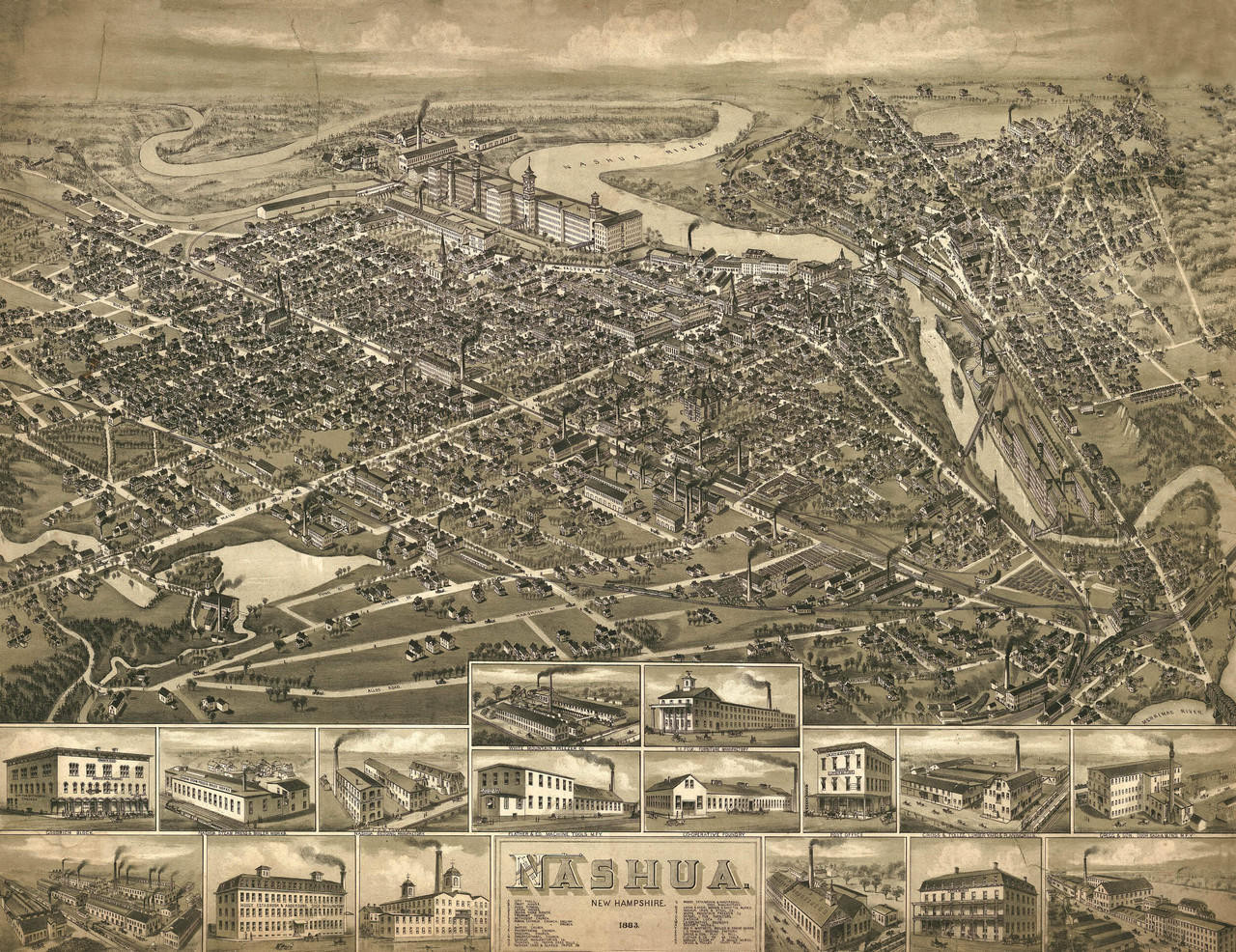 Historic Map - Nashua, NH - 1883, image 1, World Maps Online