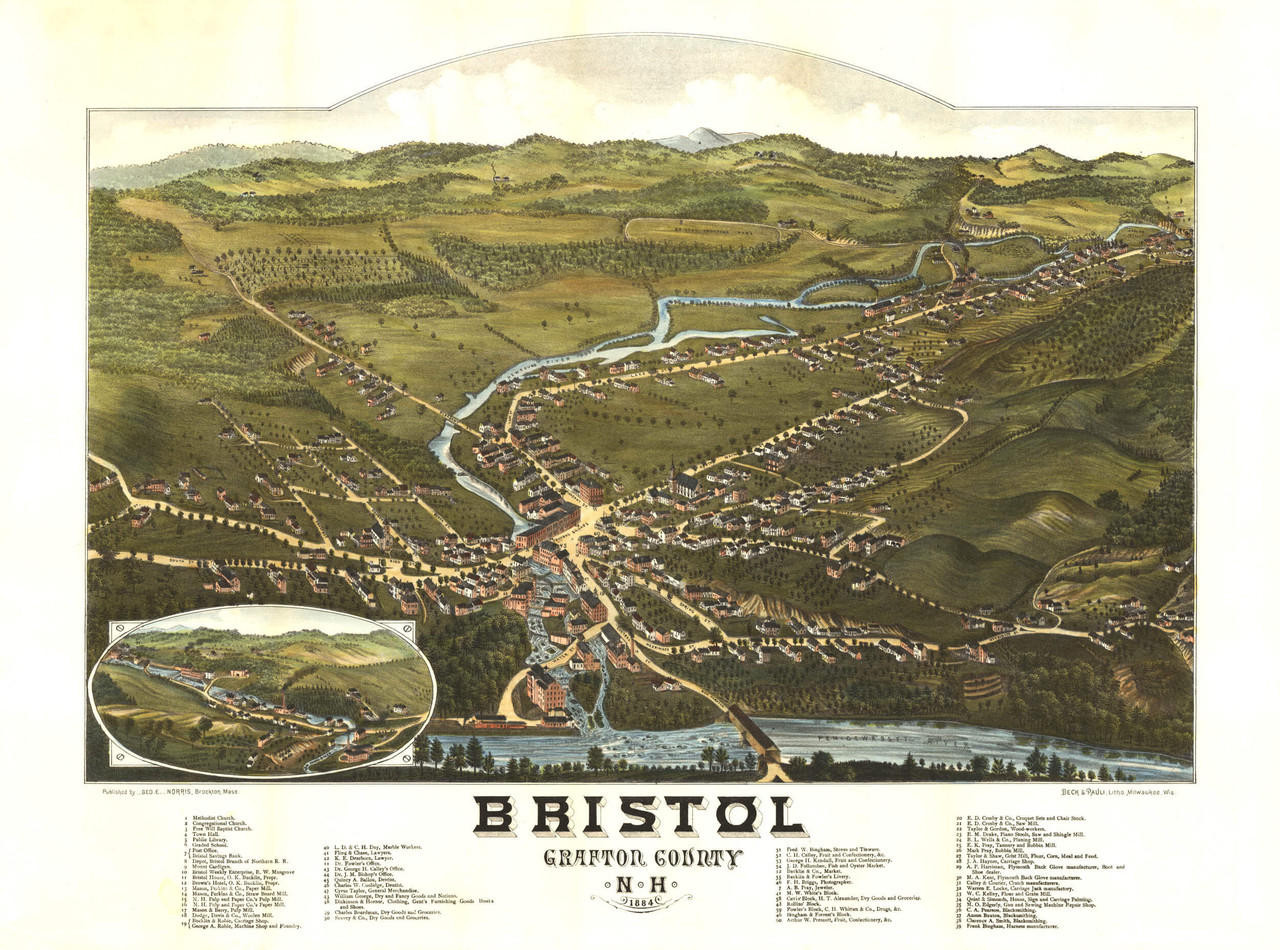 Historic Map - Bristol, NH - 1884, image 1, World Maps Online