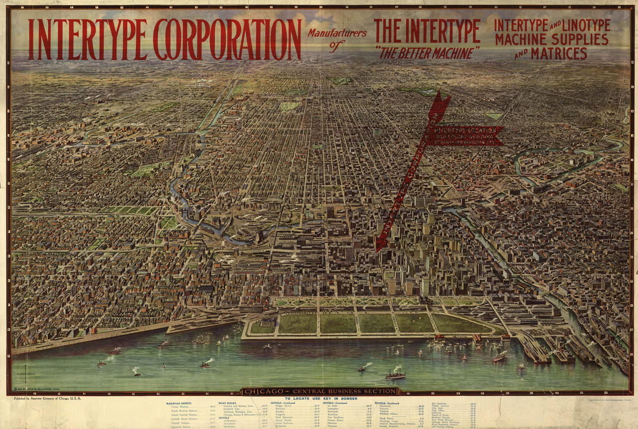 Historic Map - Chicago, IL - 1916 - Intertype, image 1, World Maps Online