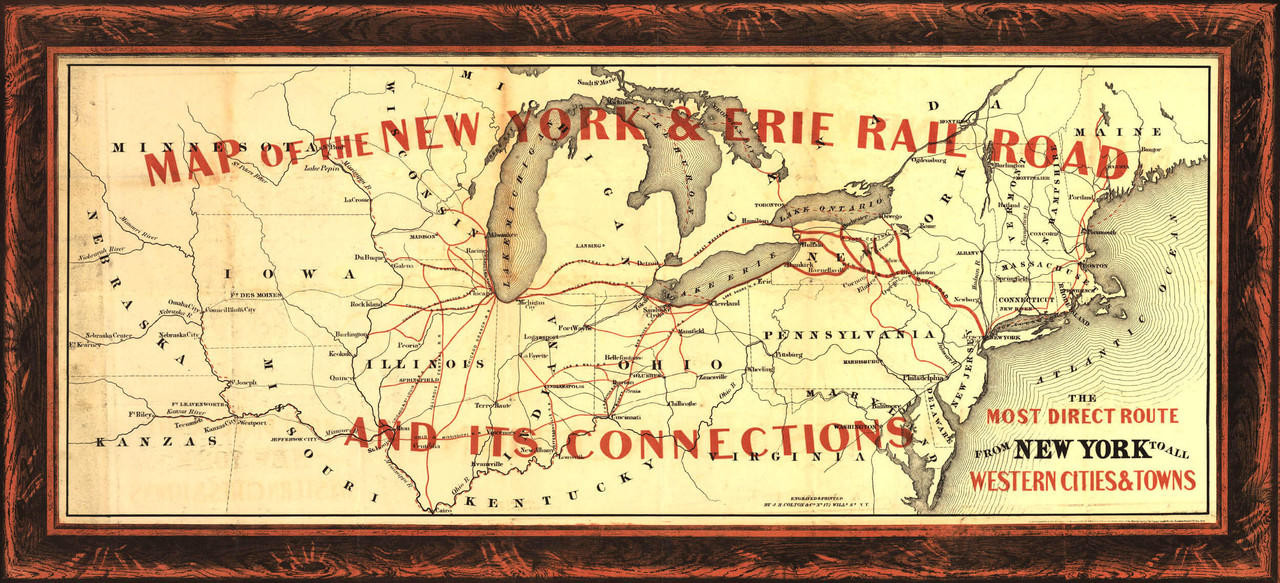 Historic Railroad Map of the Northeastern United States - 1855 - J.H. Colton & Co, image 1, World Maps Online