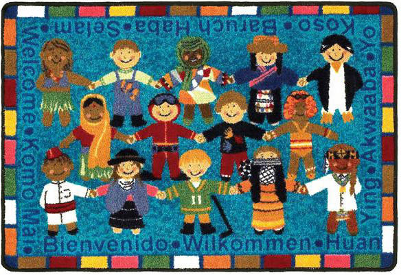 Welcome in Many Languages Educational Classroom Rug, image 1, World Maps Online