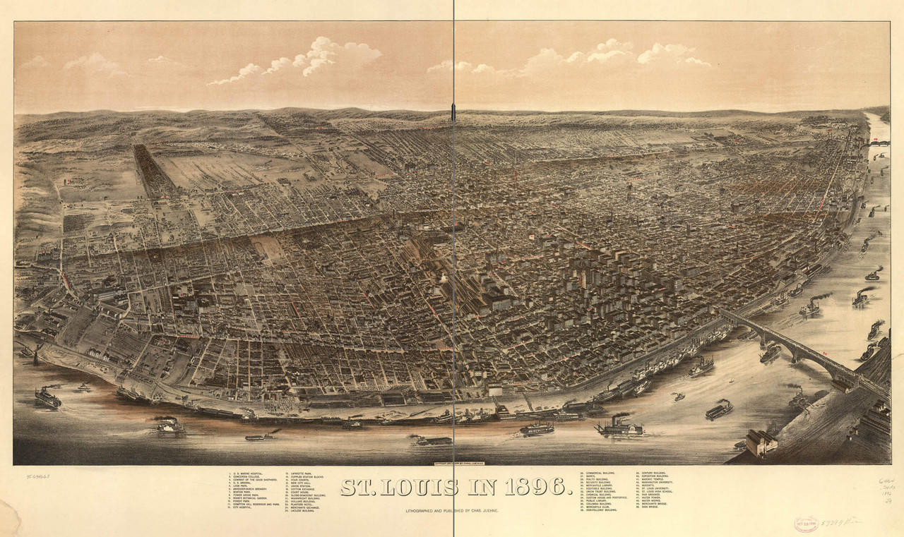 Historic Map - St. Louis, MO - 1896 - Chas. Juehne, image 1, World Maps Online