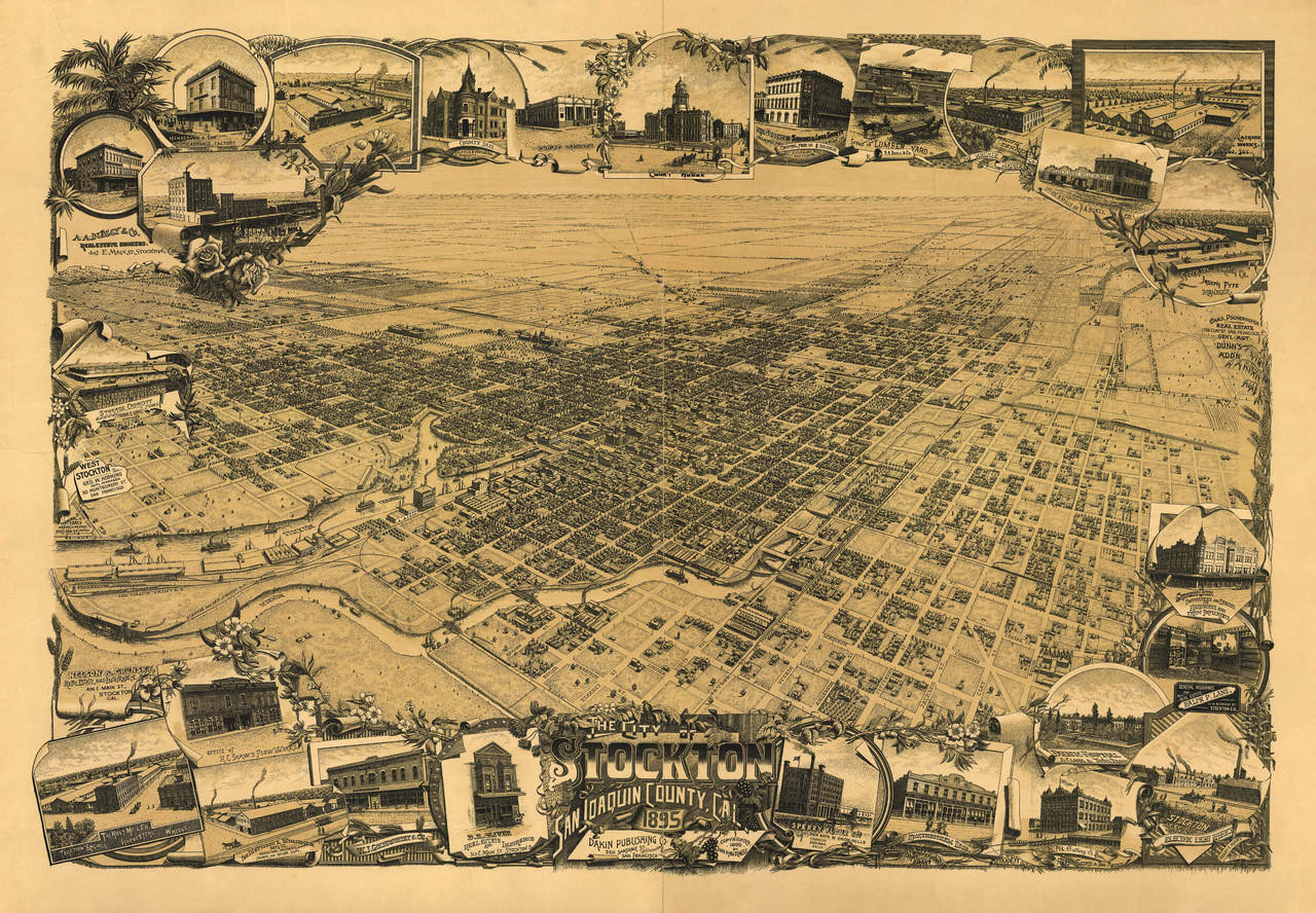 Historic Map - Stockton, CA - 1895 - John H. Mitchell, image 1, World Maps Online
