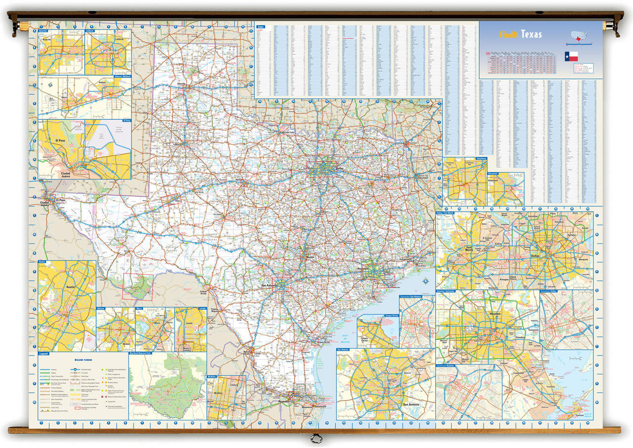Texas Reference Pull-Down Map, image 1, World Maps Online