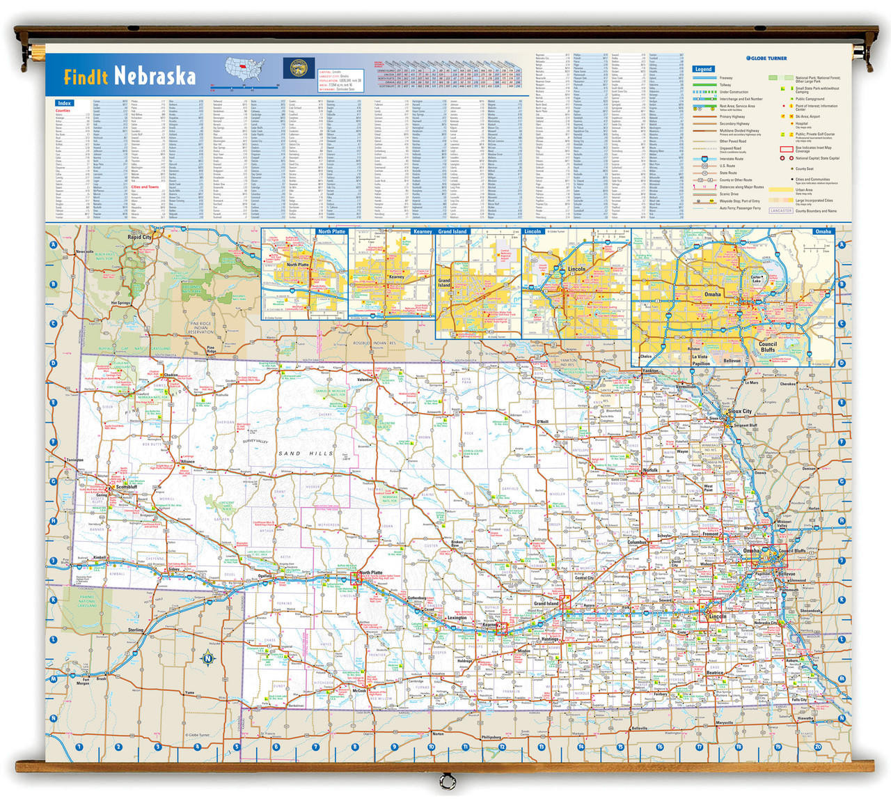 Nebraska Reference Pull-Down Map, image 1, World Maps Online