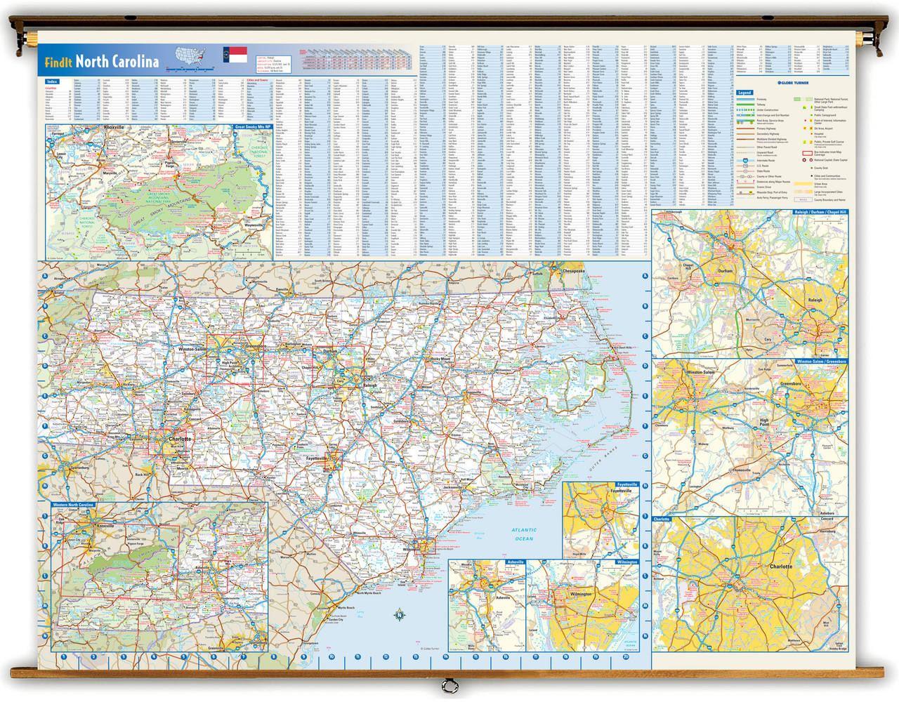 North Carolina Reference Pull-Down Map, image 1, World Maps Online