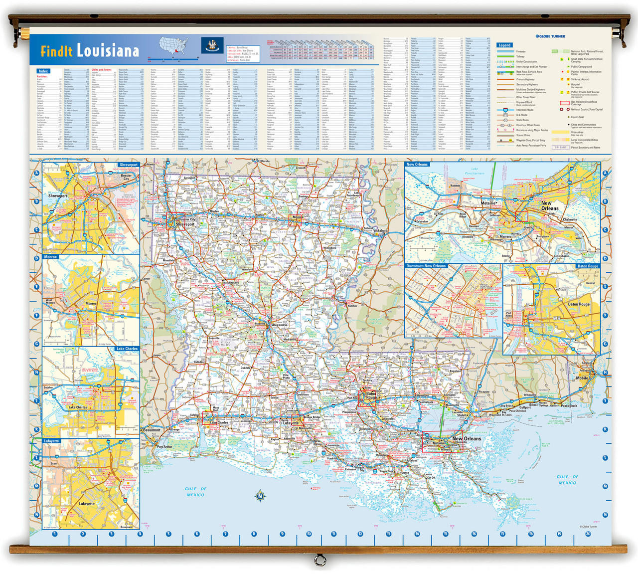 Louisiana Reference Pull-Down Map, image 1, World Maps Online