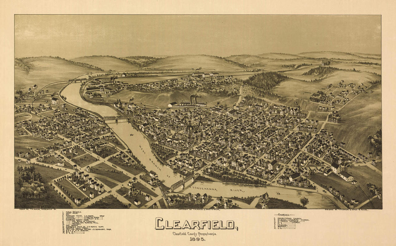 Tyrone, PA Vintage Map Print (1895)| World Maps Online