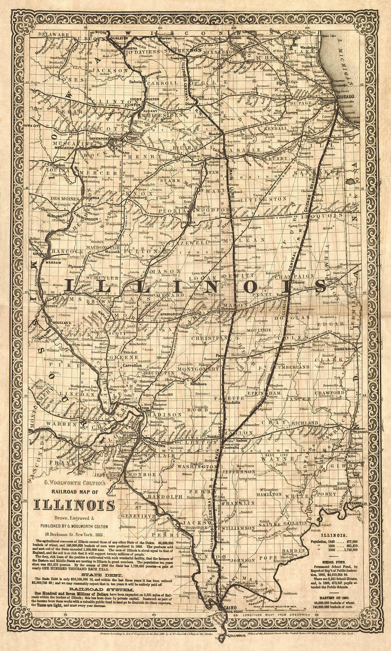Historic Map - Illinois - 1861, image 1, World Maps Online