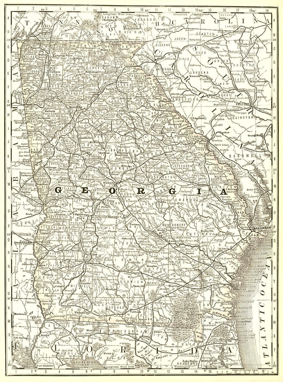Historical Railroad Map of Georgia - 1878, image 1, World Maps Online
