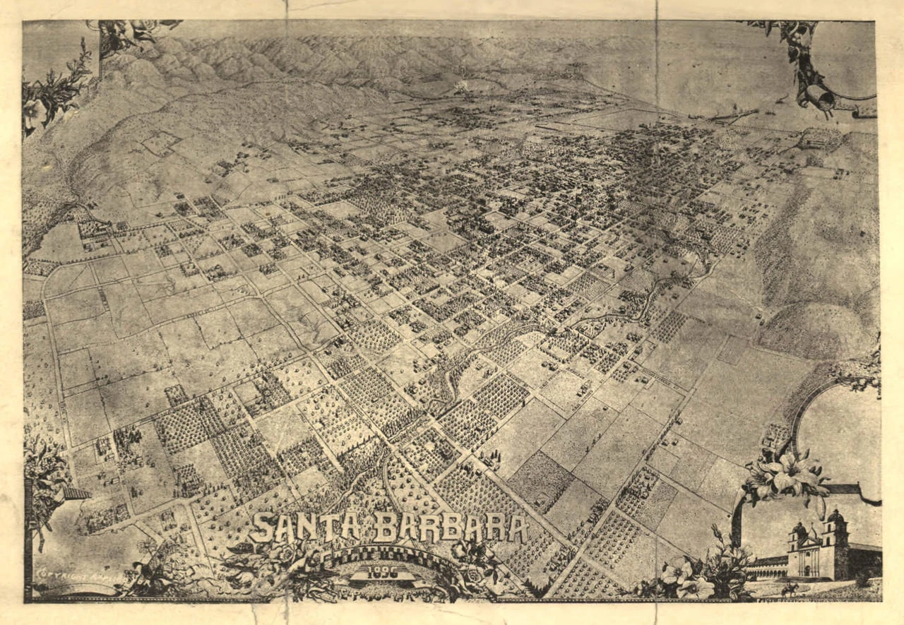 Historical Map of Santa Barbara, CA - 1896, image 1, World Maps Online