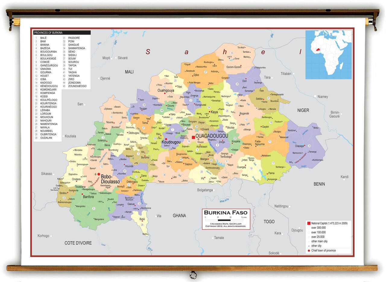 Burkina Faso Political Educational Map from Academia Maps, image 1, World Maps Online