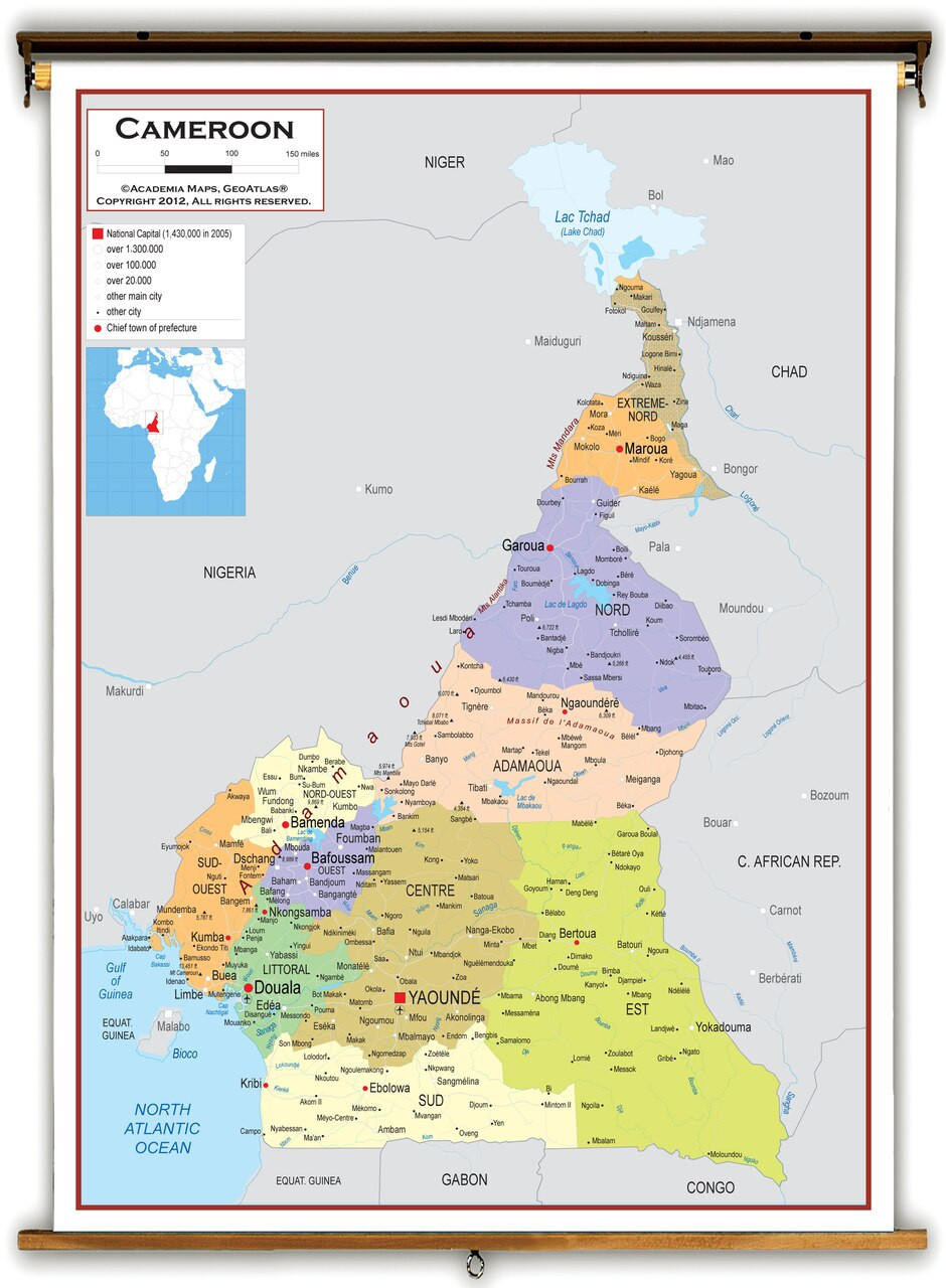 Cameroon Political Educational Map from Academia Maps, image 1, World Maps Online