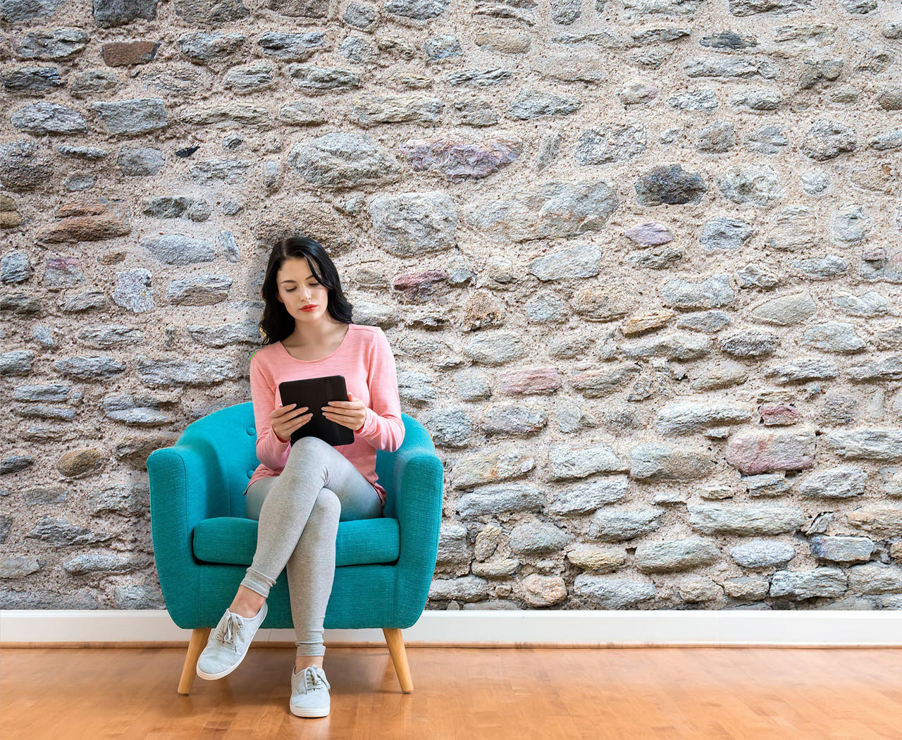 Old Stone Wall Backdrop Wallpaper Decal, image 1, World Maps Online