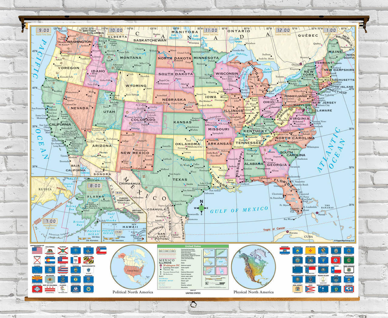 Essential U.S. Political Map on Spring Roller from Kappa Maps, image 1, World Maps Online
