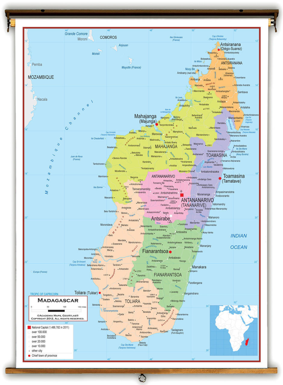 Madagascar Political Educational Map from Academia Maps, image 1, World Maps Online