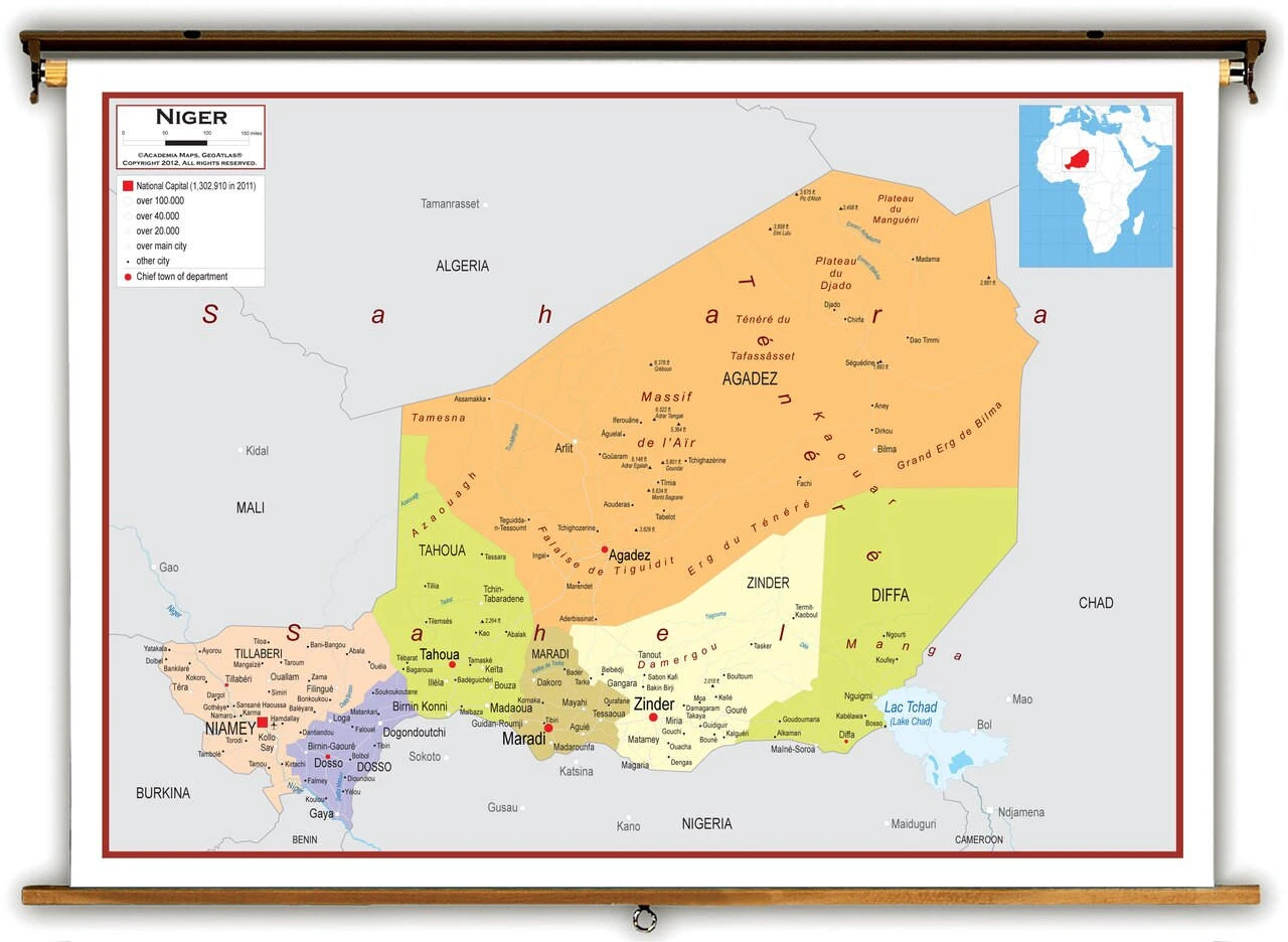 Niger Political Educational Map from Academia Maps, image 1, World Maps Online