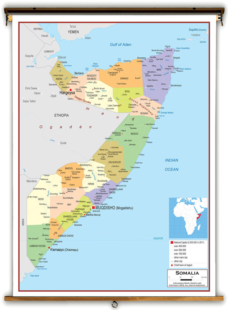 Somalia Political Educational Map from Academia Maps, image 1, World Maps Online