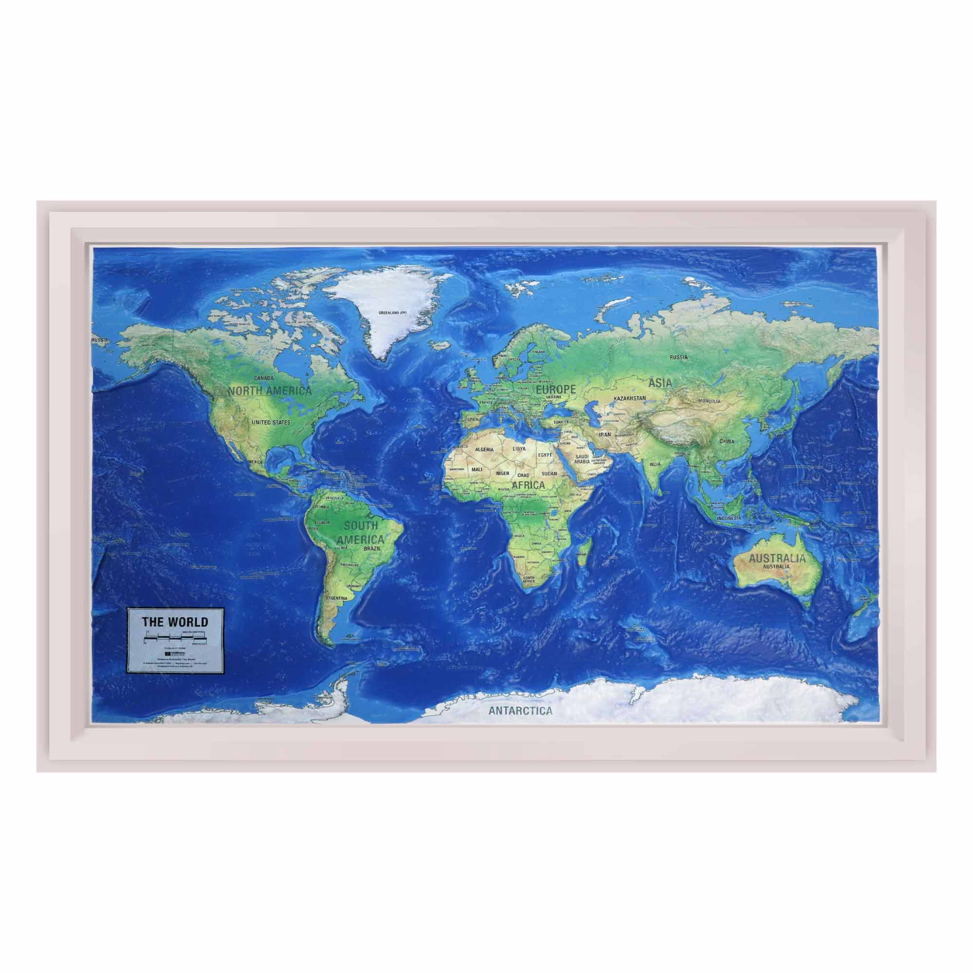 Raised relief world map - the world ranger