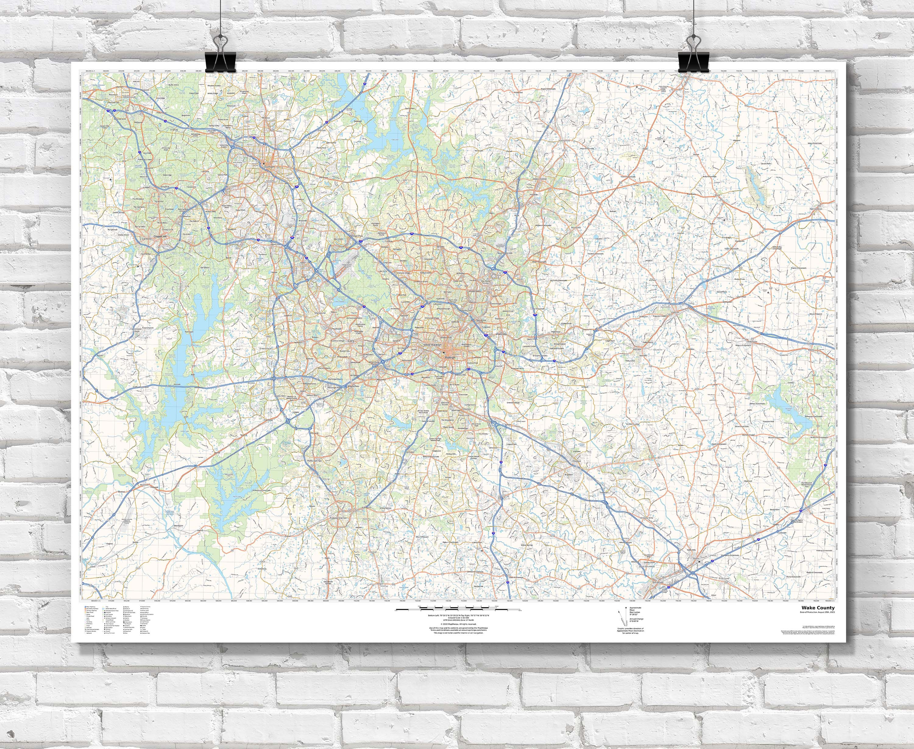 USA Roads and Recreation Custom Area Road Maps Wall Map