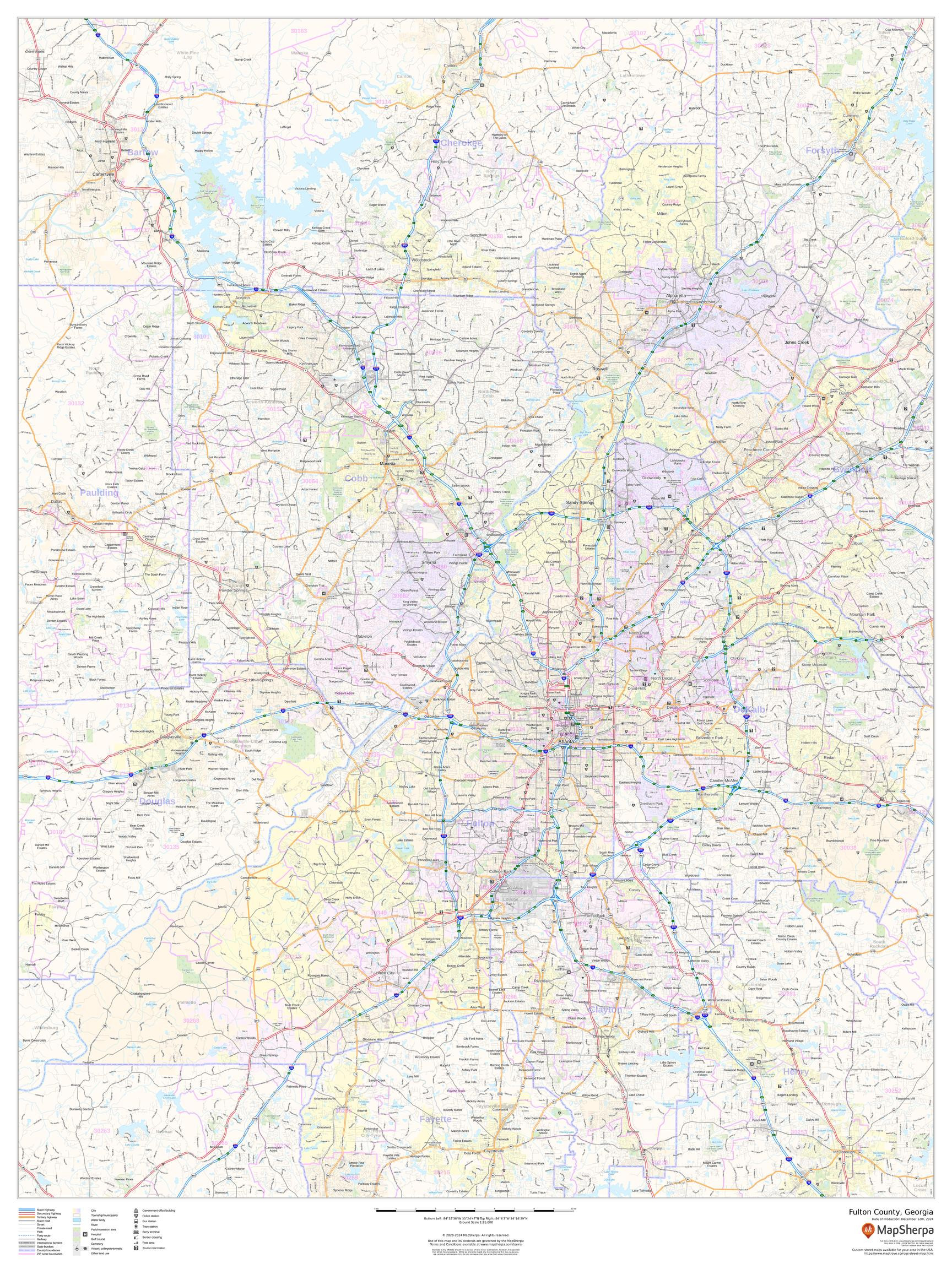 Fulton County, Georgia Wall Map