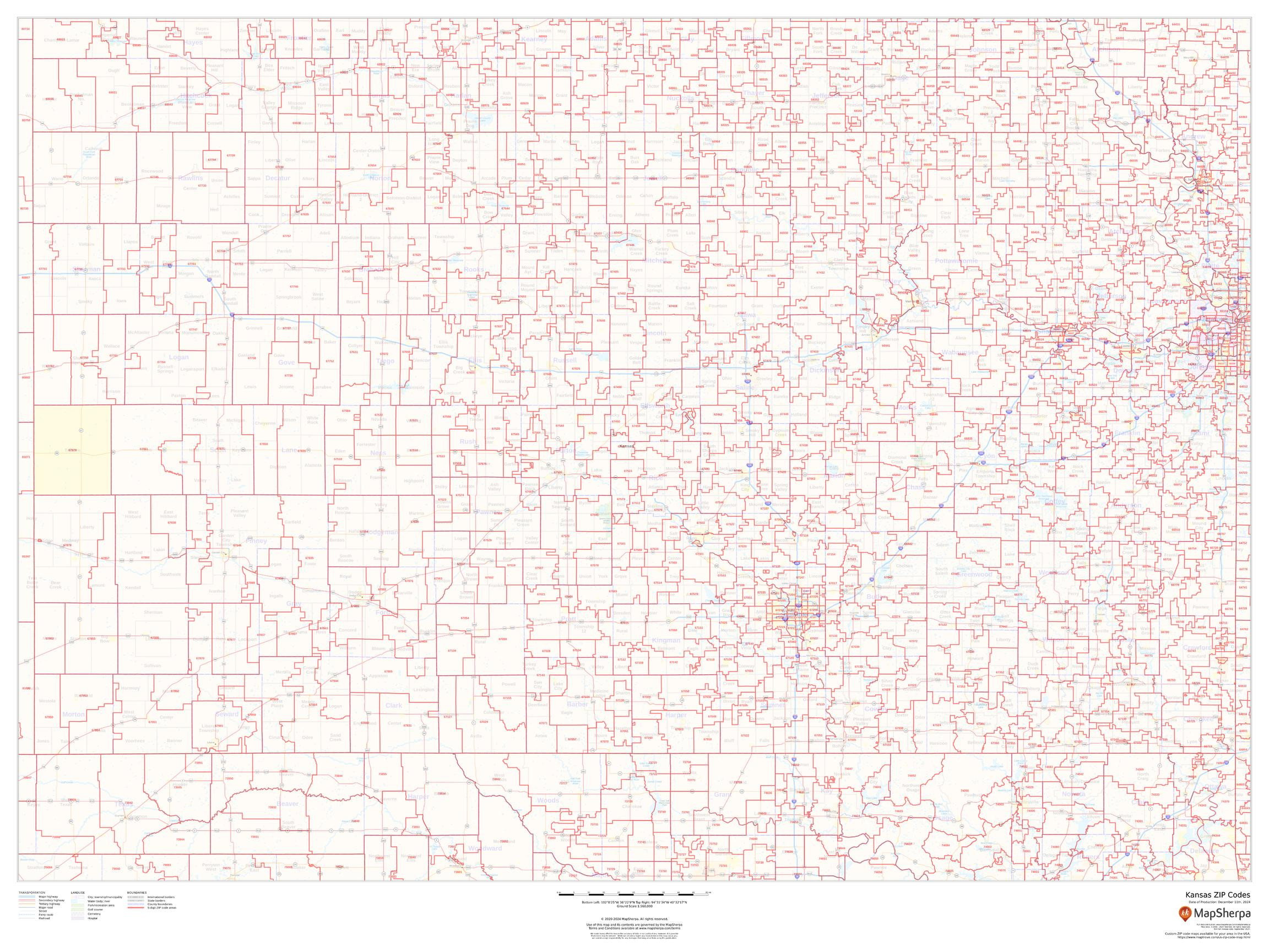 Kansas ZIP Code Map