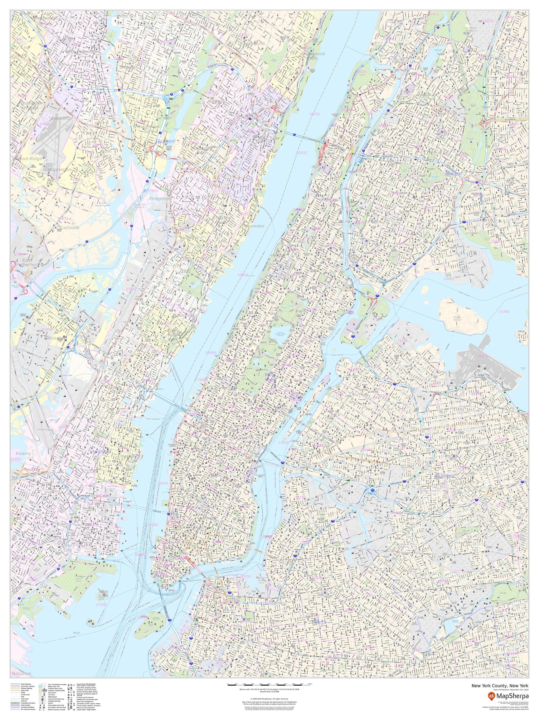 New York County New York Wall Map County Str New York NY Large 