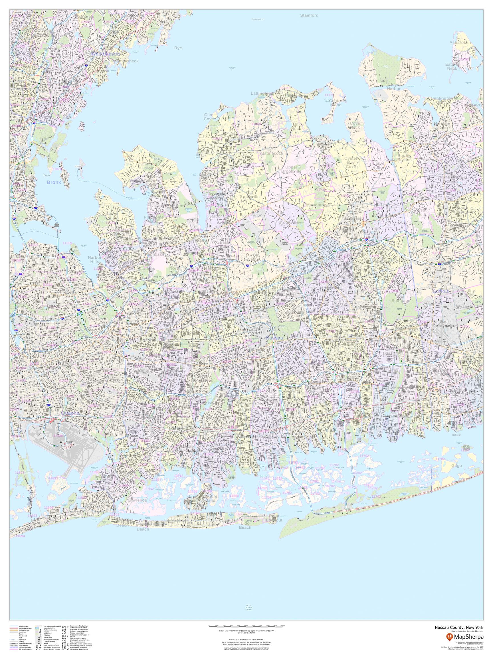 Nassau County, New York Wall Map