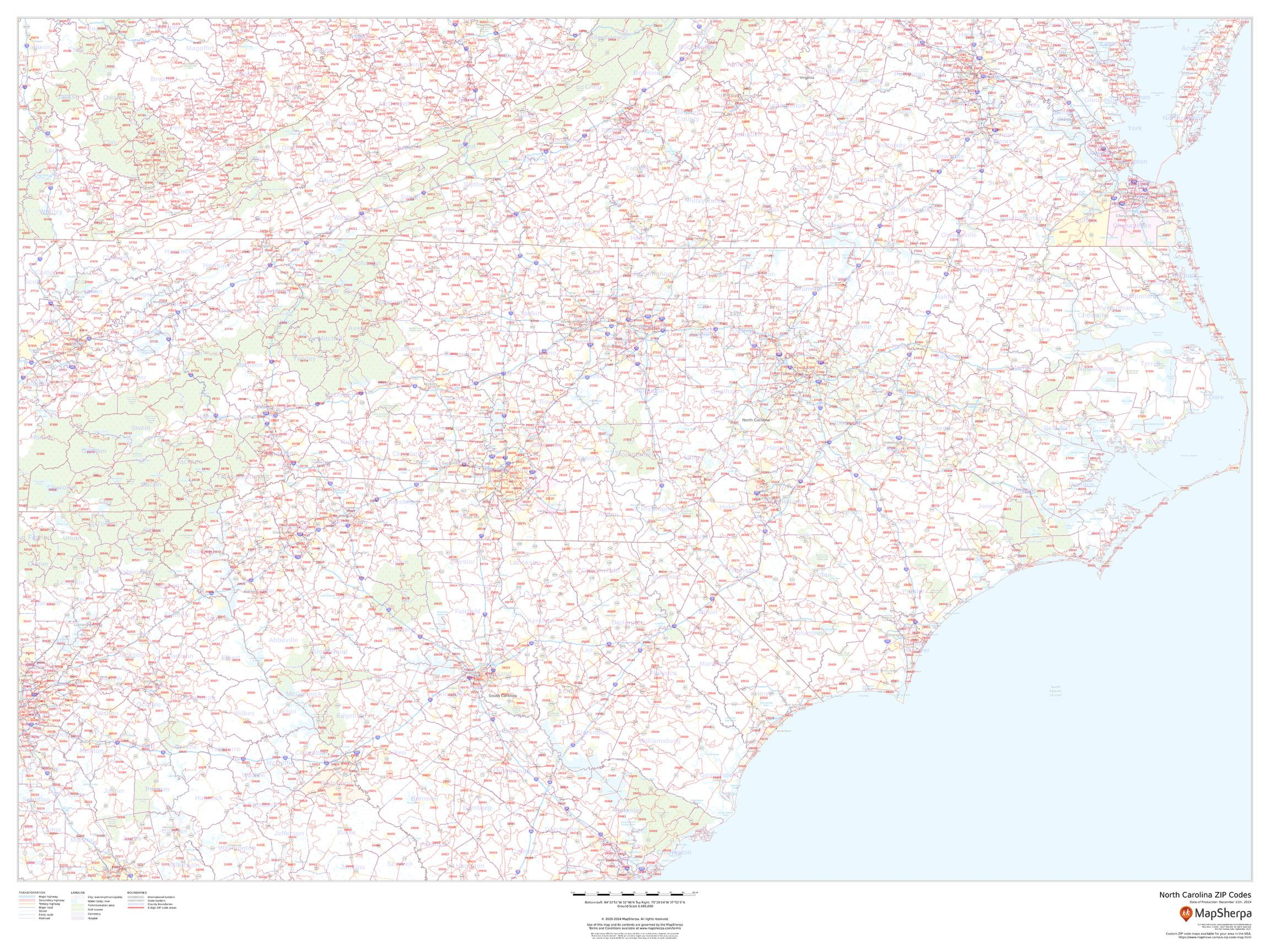 North Carolina ZIP Code Map