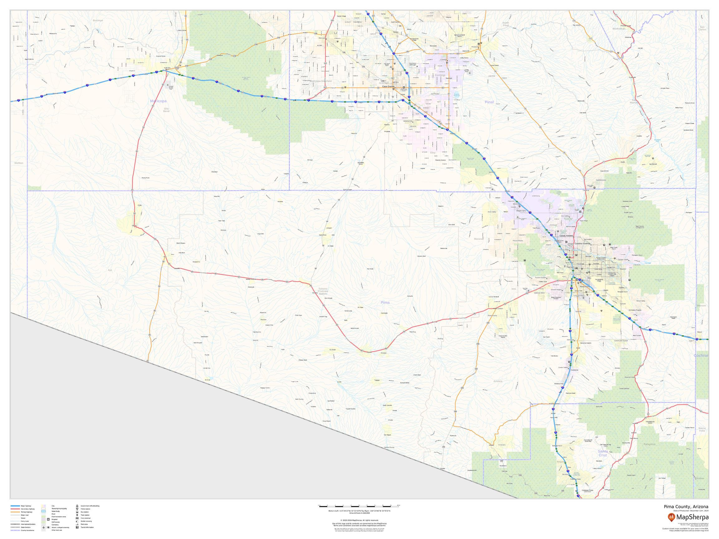Pima County, Arizona Wall Map