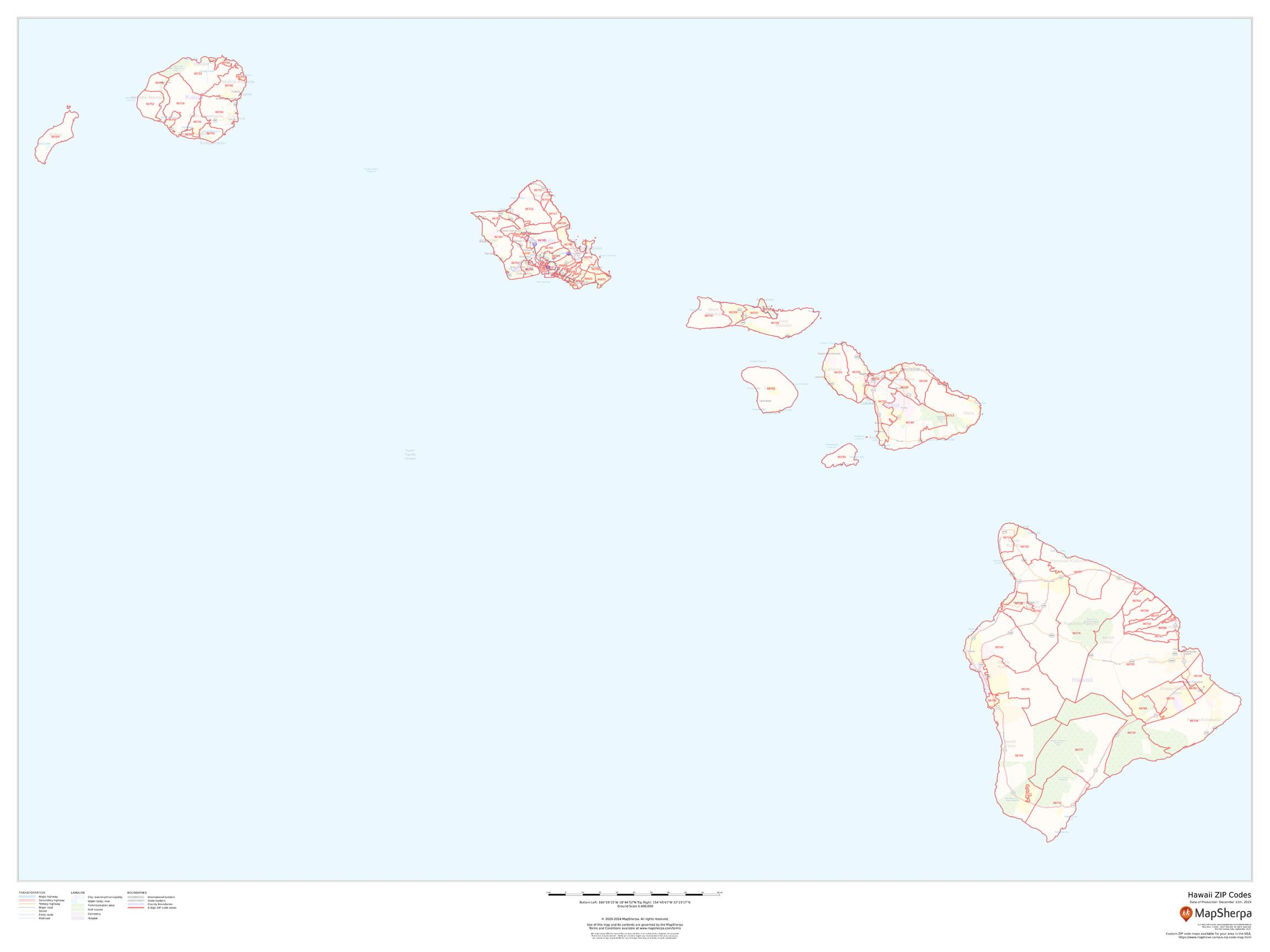 Hawaii ZIP Code Map
