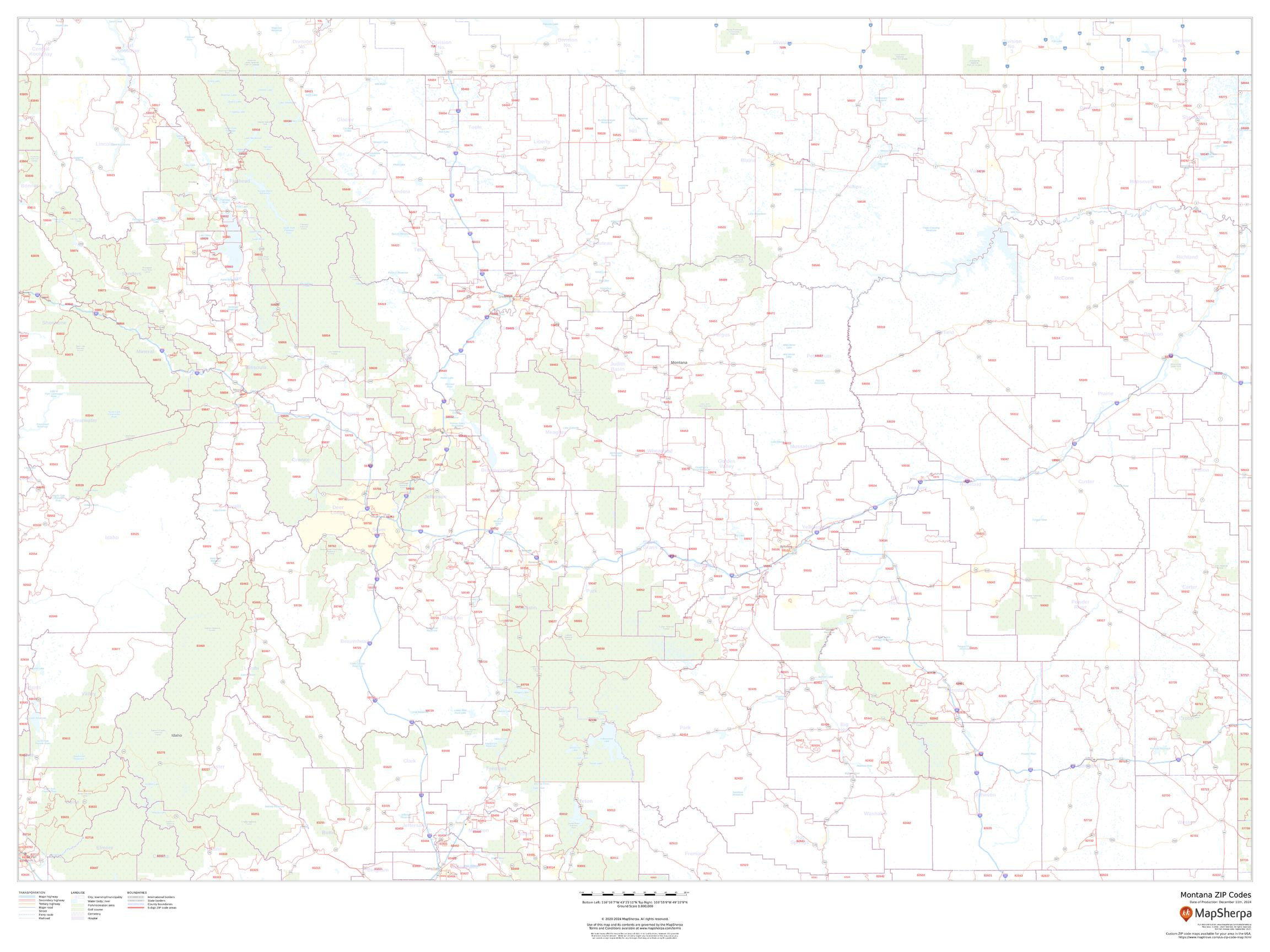 Montana ZIP Code Map