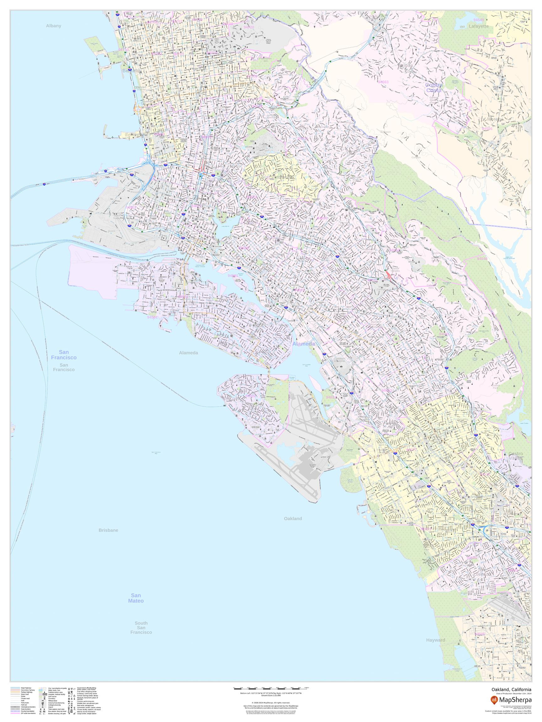 Oakland, California - Portrait Wall Map