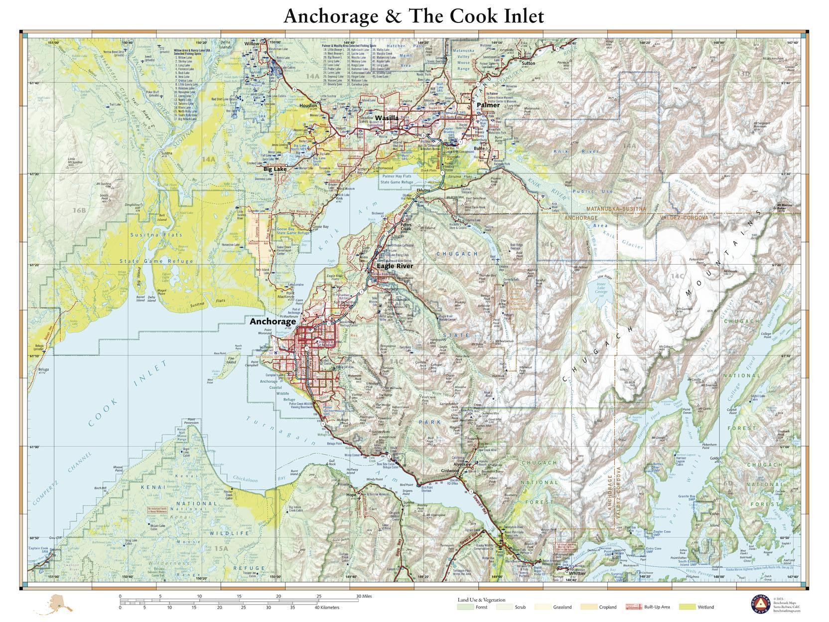 Anchorage and The Cook Inlet Wall Map