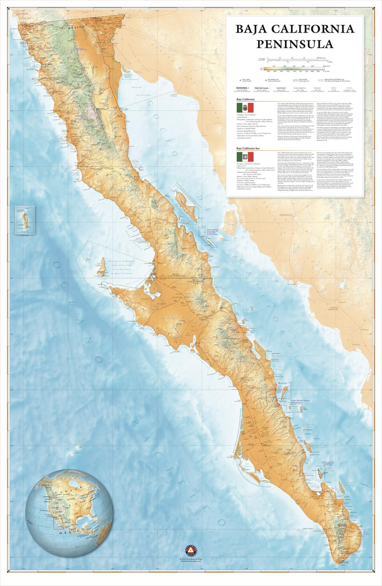 Baja California Peninsula Wall Map