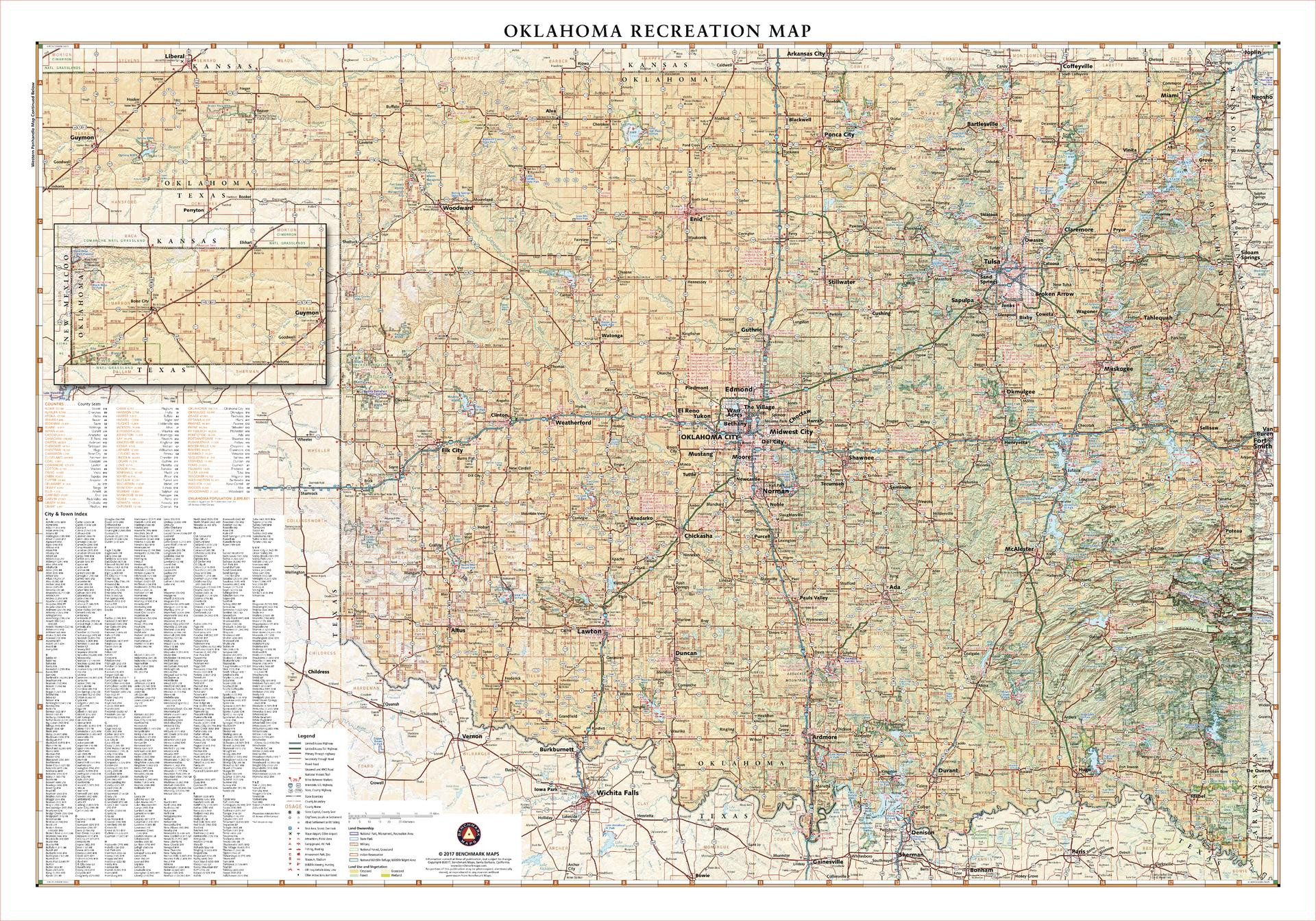 Oklahoma Recreation Wall Map