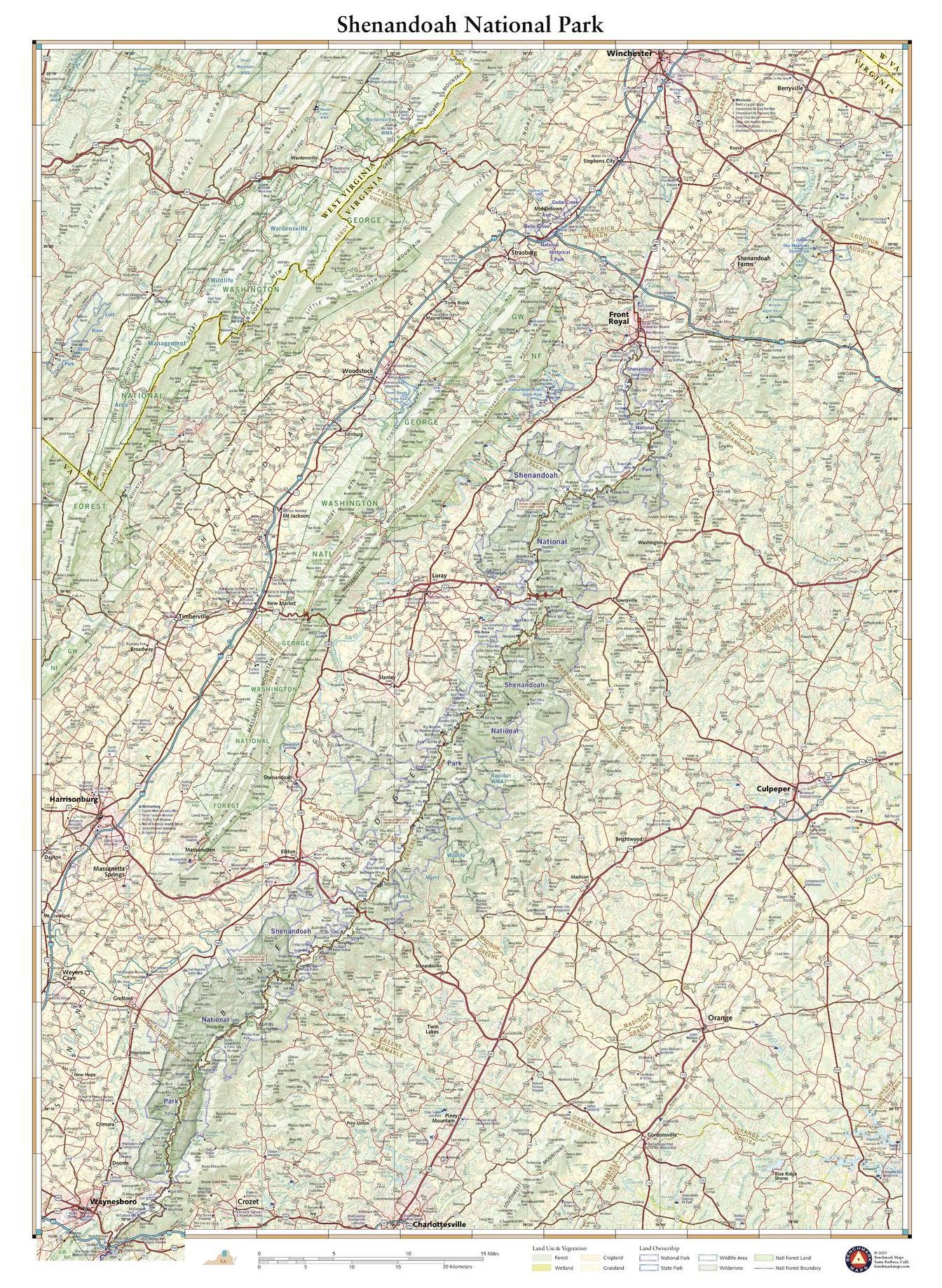 Shenandoah National Park Wall Map