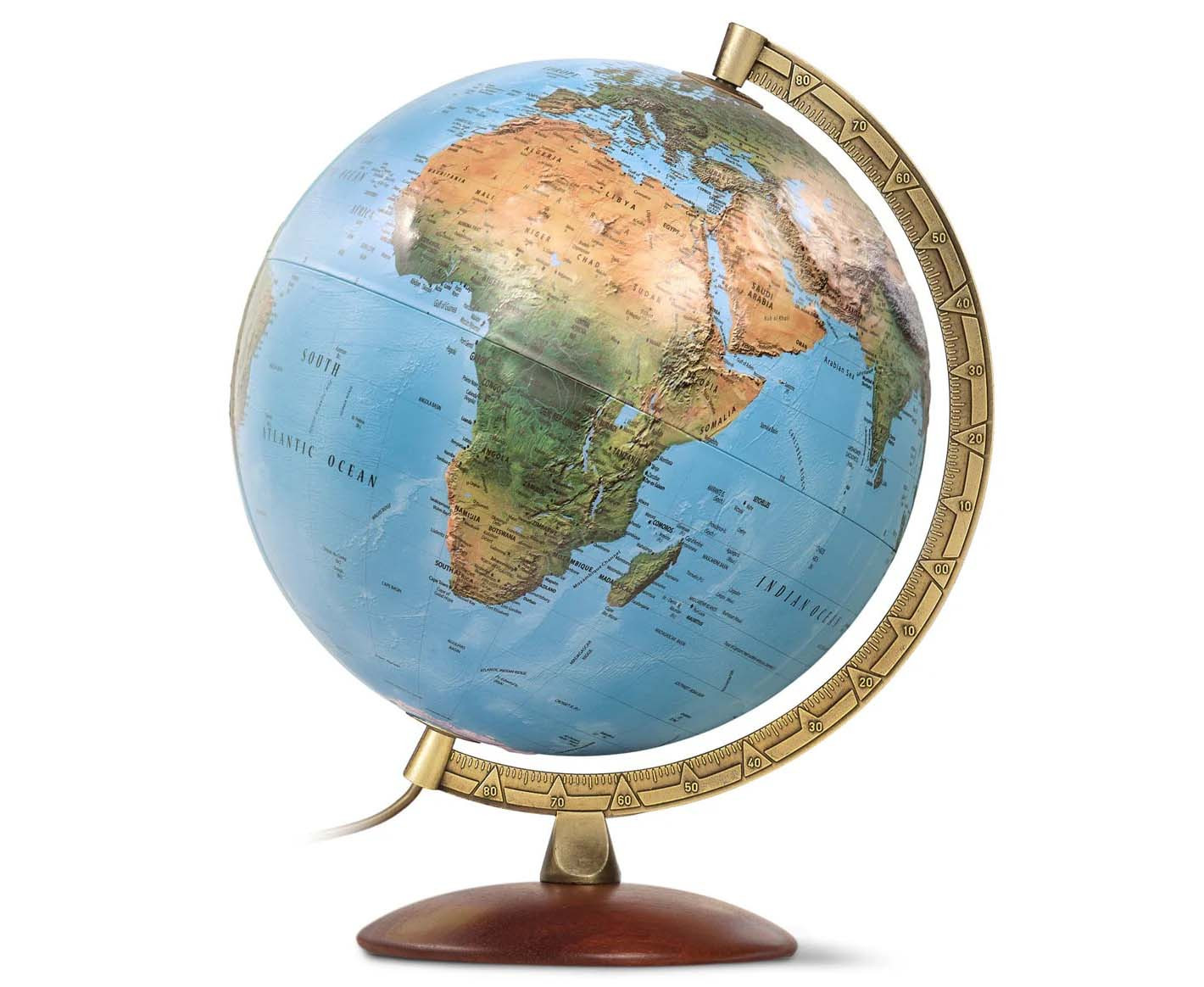 Primus 12-inch Raised Relief Illuminated World Desk Globe